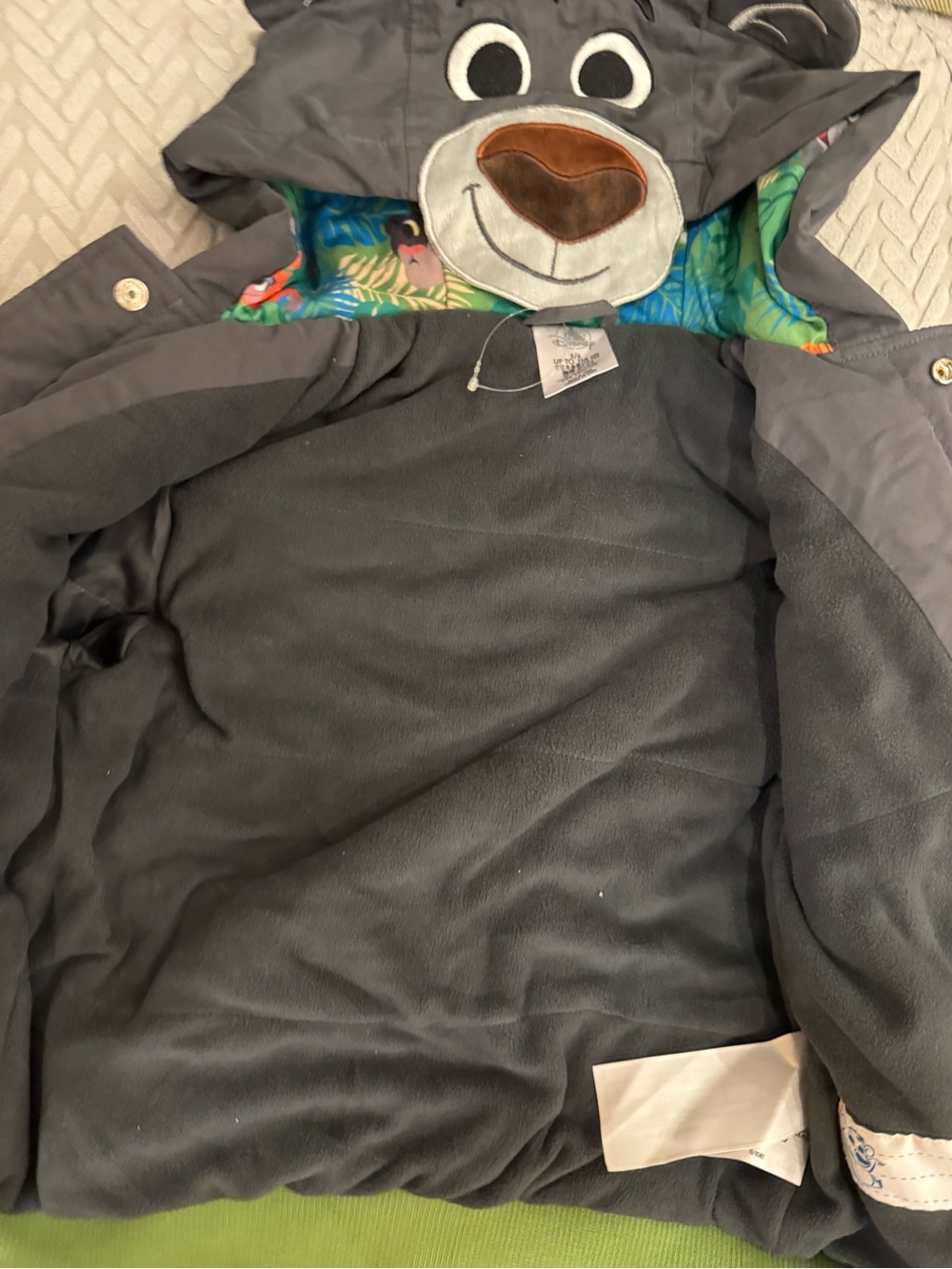 Disney Jungle Book Kids Coat Jacket Baloo Bear Shere Khan Hooded Size 5/6 new - Picture 4 of 5